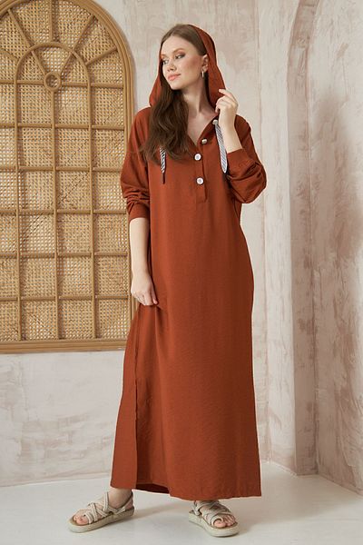 Yıldızistan Rochie sport largi, cu mânecă lungă, cu mânecă lungă, cu glugă, cu imprimeu pe spate, maro 3225430