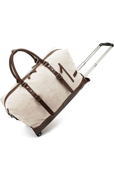 Quasar & Co. Geanta Voiaj, ®, Tip Troler, Duffle, 57x39x25 Cm, ​​Oxford/piele Ecologica, Crem