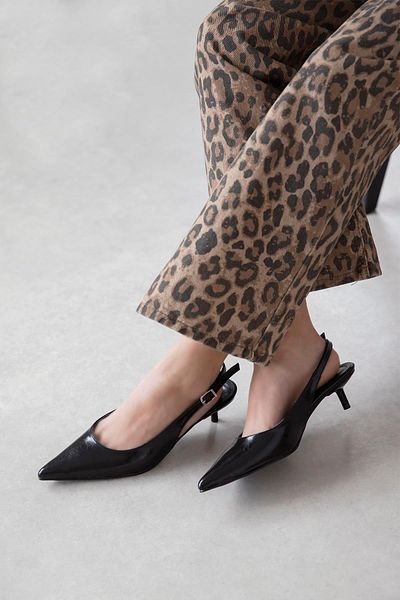 STRASWANS Cuesta Women's Heeled Wrinkled Leather Shoes Black