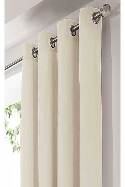 farbateks Cream Color Rustic Curtain with Eyelet Ring Pipe Ring Decoration Curtain
