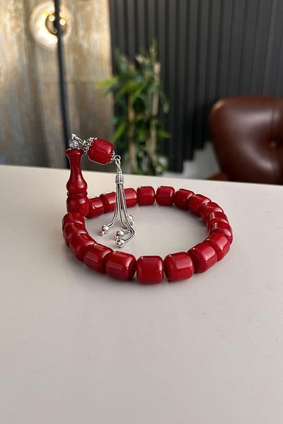 dergah tesbih Efe Mascot Silver Tassel Wrist Length Squeezing Rosary