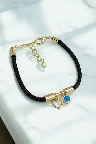 Çlk Accessories Premium Evil Eye Beaded Heart Rope Bracelet 70778