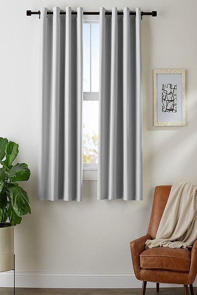 farbateks Light Gray Metallic Color Rustic Curtain with Eyelet Ring Pipe Ring Decoration Curtain