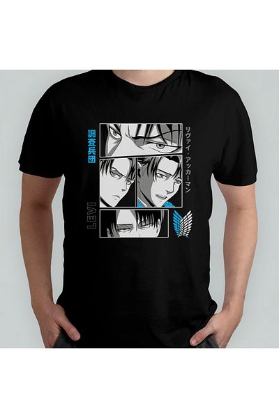 Pixxa Μπλουζάκι με λαιμόκοψη Levi Ackerman Unisex 100% Cotton Model 3