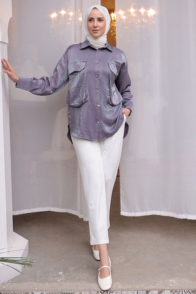 giyze Large Pocket Detailed Shirt Purple 2081