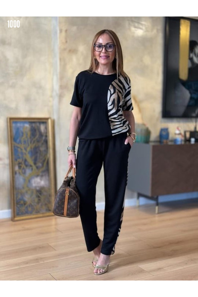 Women's Leopard Pattern Short Sleeve Two Piece Set