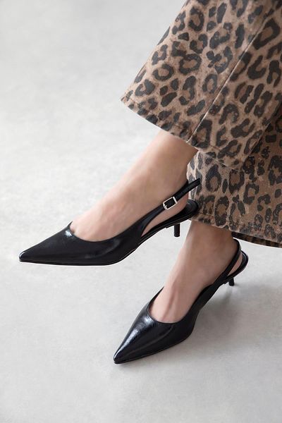 STRASWANS Cuesta Women's Heeled Wrinkled Leather Shoes Black