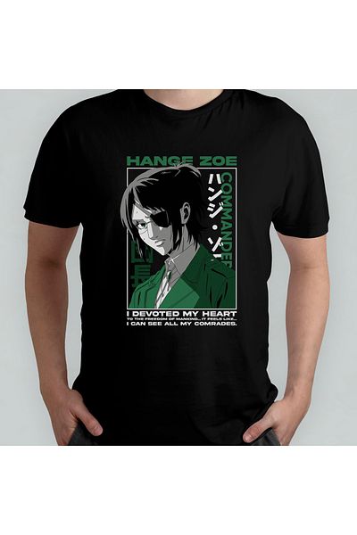 Pixxa Attack On Titan Hange Unisex 100% βαμβακερό μπλουζάκι με λαιμόκοψη μοντέλο 1