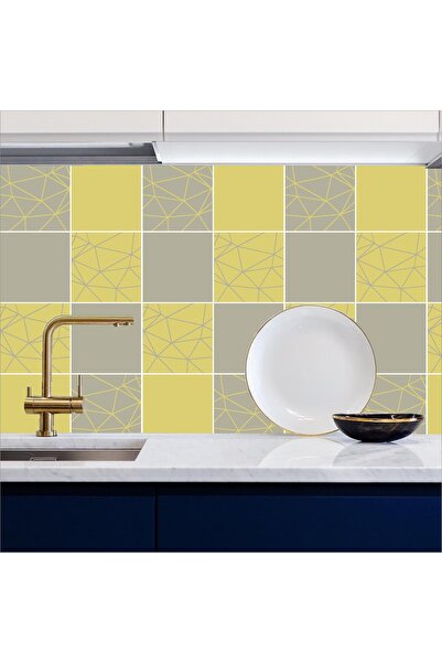 Bigaimaj Зелена та хакі плитка з візерунком для кухонної стільниці - самоклеюча, 60 см x 100 см