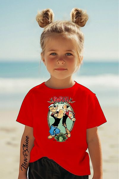New Shine In Cart 6 and Above Purchases Get 1 T-Shirt as a Gift - Popeye Printed Oversize Children's T-Shirt