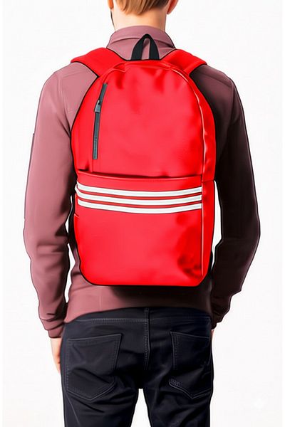 Moda West Unisex Stripe Printed Waterproof Fabric 3 Compartment Daily Bag Multi-Purpose Laptop School Bag
