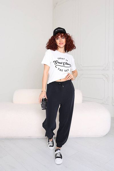 Reyon Modal Elastic Jogging Black Trousers