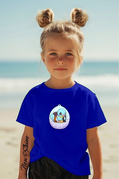 New Shine 1 tricou este un cadou pentru achiziții de 6 și mai sus în coș - Tricou pentru copii supradimensionat cu imprimeu Pokemon Squirtle