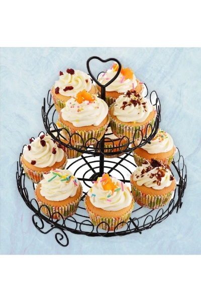 Cake Black Metal Cupcake Stand 2 Tier