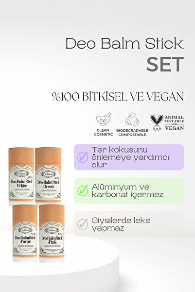 Rosece Deo Balm Stick Seti | Doğal Koltuk Altı Deodorant Roll On Vegan | Unisex 4x12ml
