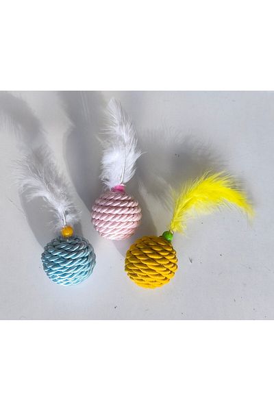 colezium Colorful Jut Knitted Cat Play Ball in Various Colors 5 cm