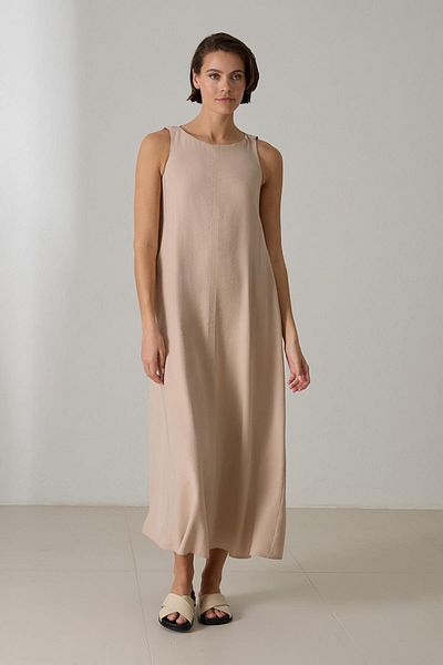 Setre Beige Sleeveless Full Fit Long Dress
