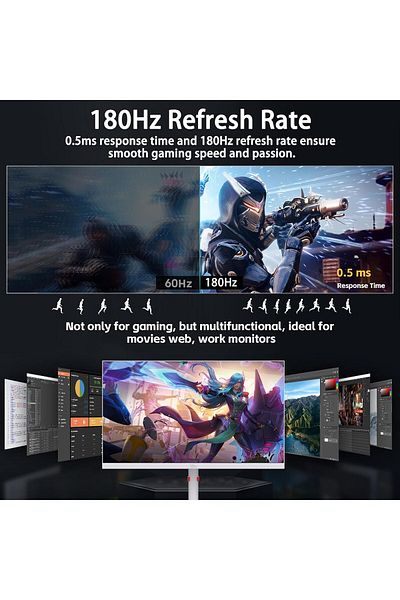 Twisted Minds TMA27FHD180IPS 27 Inch Gaming Monitor, FHD, 180Hz IPS, 1ms, HDMI 2.1, HDR400, Adjustable Stand White