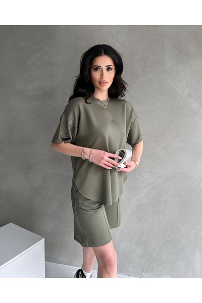 NEAR Modal Fabric Oversize Short Sleeve Tracksuit Set for Women, with Shorts, Soft Fabric with Lace-Up, Modern Design
