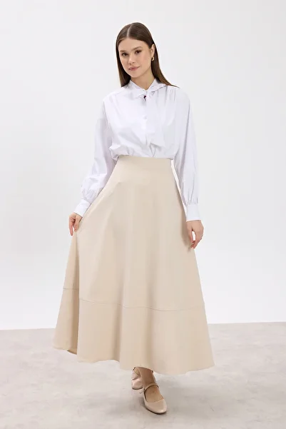 Birgül Bektaş Skirt with Mink Stitching Detail