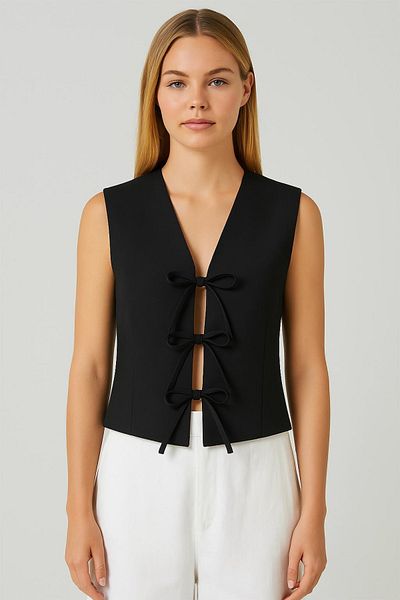 HAKKE Bow Tie Woven Vest