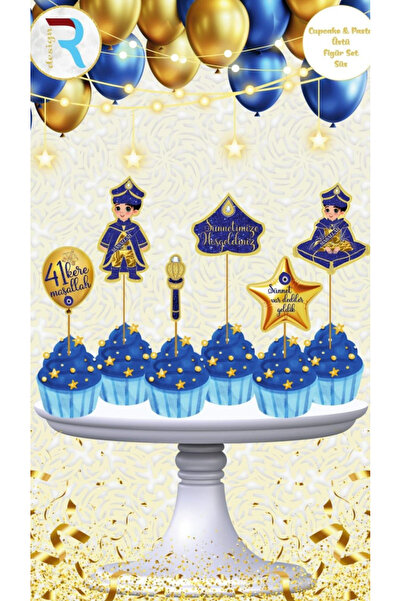 party world Temalı Pasta Üstü Figür Kürdan Süsleri – 6’lı Paket | Doğum Günü ...