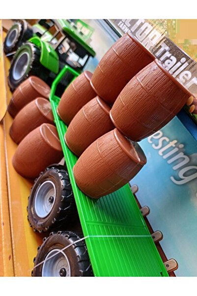 OYUNCAKSAHİLİ Römorklu Traktör ışıklı 3 Sesli Orman Oyuncakları Çiftlik Varil...