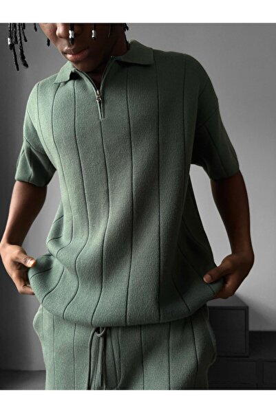 KHAYN ERKEK TRİKO FERMUARLI ŞORT T-SHİRT ALT ÜST TAKIM K4002Ş