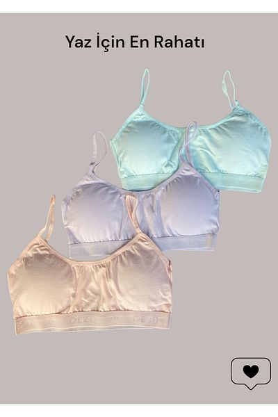 Dondeza 3 Pack Girls' Rope Strap Padded Half Undershirt Bustier - Pastel Colors