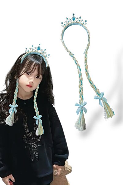 TAKIŞTIR Coroană cu detaliu de păr împletit de culoare albastră