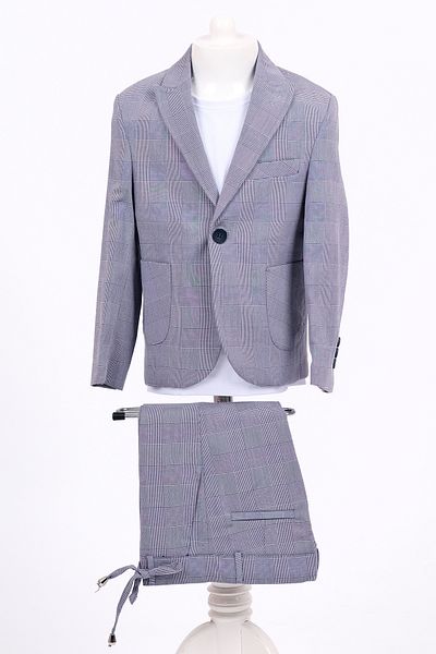 Merdia Kids Boy's Suit Set (Plaid Jacket, T-Shirt and Drawstring Pants)