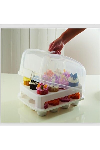 Other 24 Piece 2 Tier Cupcake Stand - Sturdy with Lid