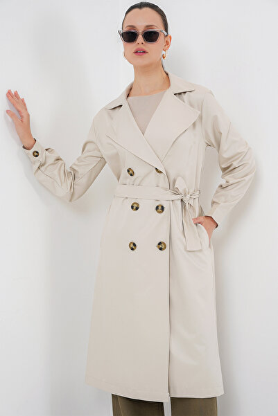 Bigdart 5853 Kruvaze Yaka Trençkot - A.bej