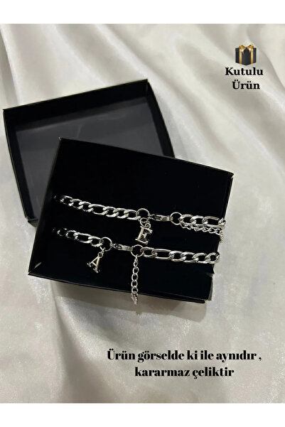 GLANZEND Sevgililer gününe Özel Çelik 2 Adet Harfli Bileklik Sevgili , Çift ,...