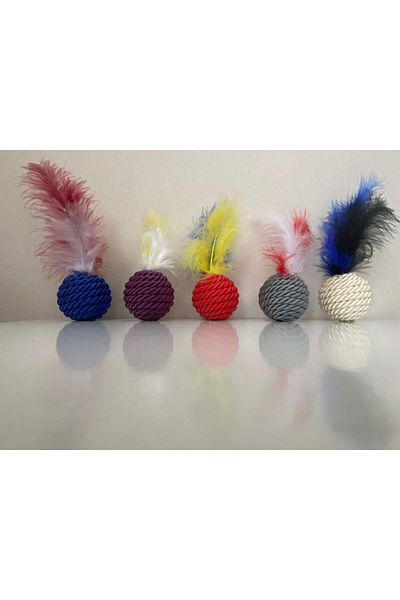colezium Colorful Jut Knitted Cat Play Ball in Various Colors 5 cm