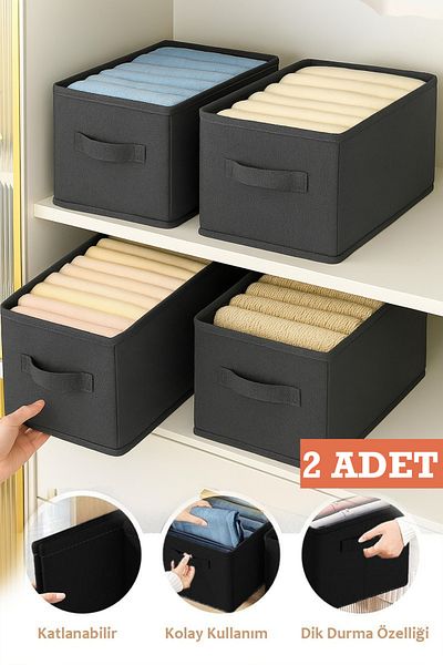 PRENDİ HOME 2Pcs Closet Organizer, Foldable Clothing Storage Shelf-45Cm X 25cm X 20cm