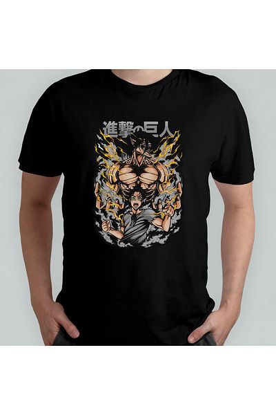 Pixxa Attack On Titan Eren Jaeger_ Unisex 100% βαμβακερό μπλουζάκι με λαιμόκοψη μοντέλο 10