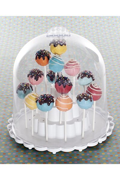 Cakepop Candy and cake pop stand with domed lid, cranberry