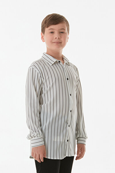 Fulla Moda Cămașă pentru băiat cu camisole cu nasturi în dungi