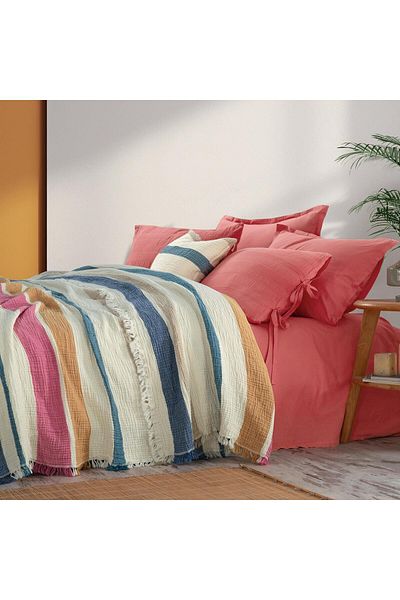 Sarev Cuvertură de pat dublă multicoloră Lamerin 100% bumbac 220*240 cm