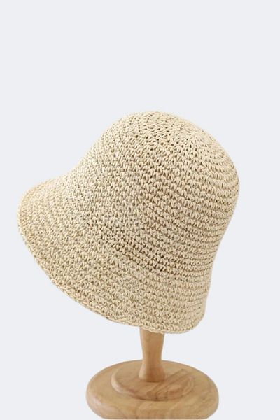 BAHELS Imported Beige Knitted Bucket Straw Hat