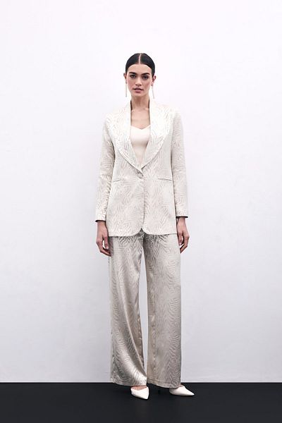 Sateen Pantaloni cu model zebră - bej