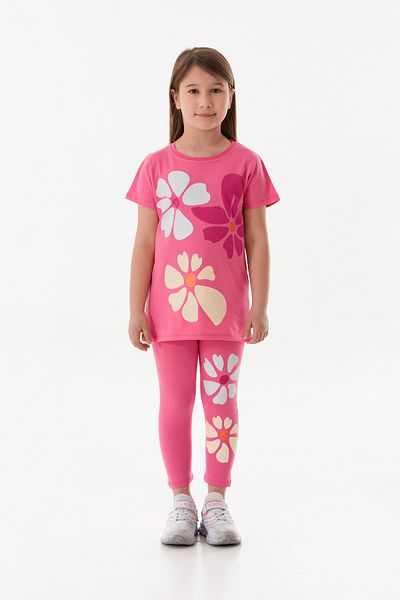 Fulla Moda Girl's Suit with Floral Printed Tights