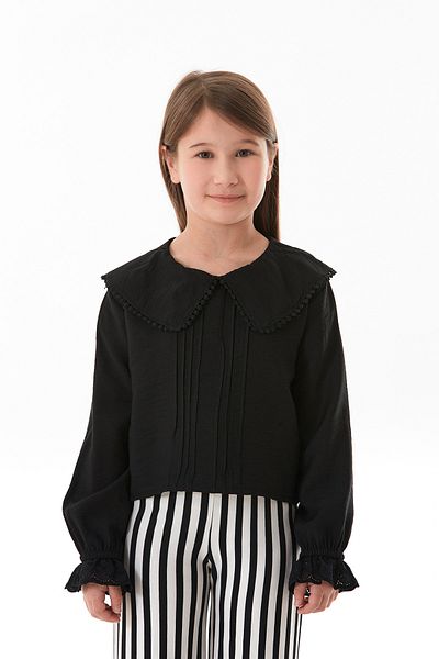 Fulla Moda Βρεφική μπλούζα για κορίτσια με λεπτομέρεια από δαντέλα