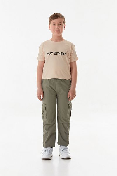 Fulla Moda Παντελόνι Jogger για αγόρια από 100% βαμβακερό ελαστικό ύφασμα αλεξίπτωτου