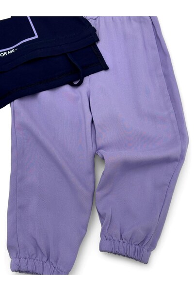 VOY KİDS Girl's Summer Muslin Pants and Long Back T-Shirt 2-3-4-5-6 Years Old Bottom Top Set