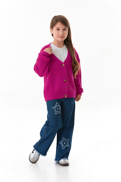 Fulla Moda Basic V-Neck Buttoned Girl's Knitwear Cardigan
