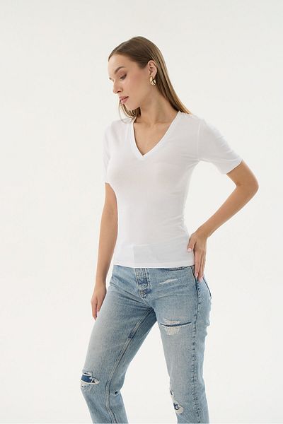 Sevim 16280 MODAL T-SHIRT ΜΕ V ΛΑΙΜΟ