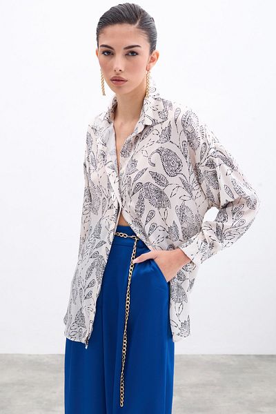 Sateen قميص ساتان منقوش - إكرو