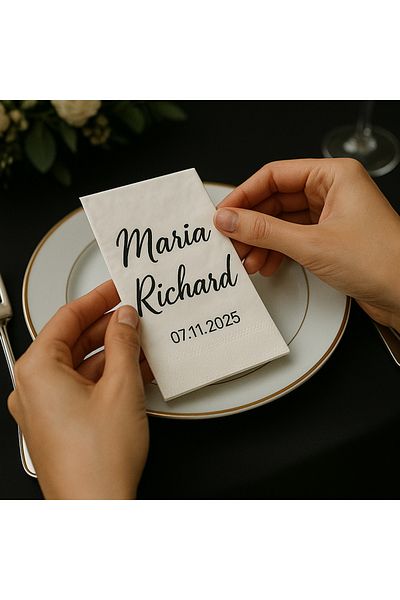 Karter İnovasyon Promise, Wedding, Engagement Napkin, 50 Personalizable Napkins, Luxury Napkin